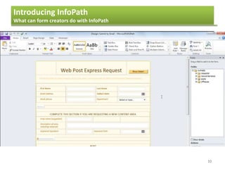 Introducing InfoPath
What can form creators do with InfoPath
10
 