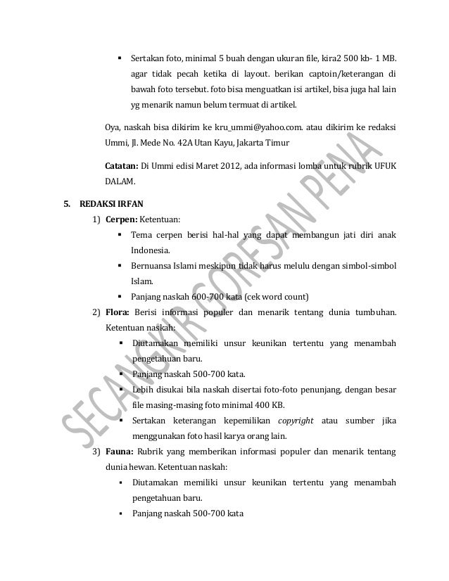 Info pengiriman naskah ke majalah, tabloid, koran Info pengiriman naskah ke majalah, tabloid, koran