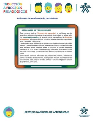 Actividades de transferencia del conocimiento
 