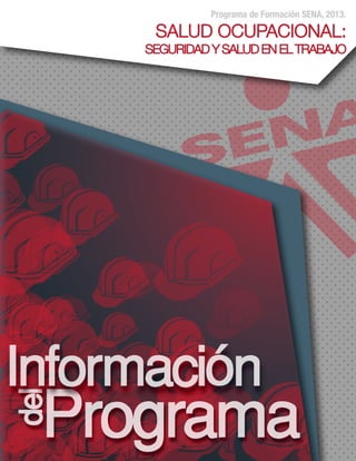 Programa de Formación SENA, 2013.

SALUD OCUPACIONAL:
SEGURIDAD Y SALUD EN EL TRABAJO

 