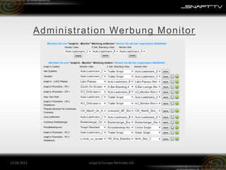 Administration Werbung Monitor  26.05.201114snapt.tv Europe Vertriebs-UG