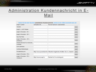 Administration Kundennachricht in E-Mail26.05.201120snapt.tv Europe Vertriebs-UG