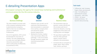 A part of Nordic IT group EVRY
21
E-detailing Presentation Apps
21
The client needed to increase sales
of the company mark...