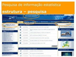 Pesquisa de informação estatística
estrutura – pesquisa
 