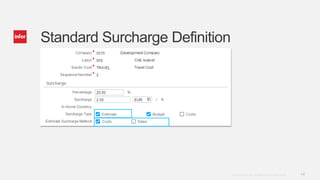 14Copyright © 2014. Infor. All Rights Reserved. www.infor.com
Standard Surcharge Definition
 