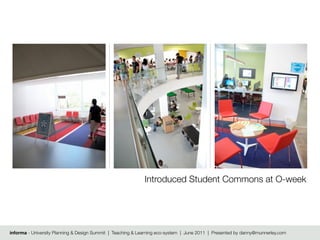 Introduced Student Commons at O-week




informa - University Planning & Design Summit | Teaching & Learning eco-system | June 2011 | Presented by danny@munnerley.com
 