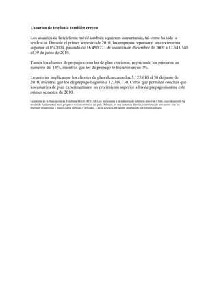 Información balance industria móvil