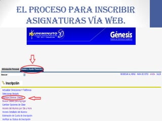 EL PROCESO PARA INSCRIBIR
  ASIGNATURAS VÍA WEB.
 