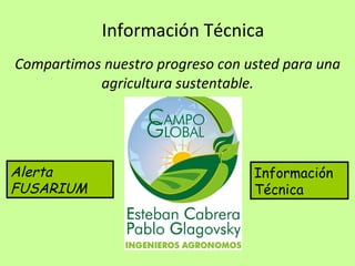 Información Técnica Compartimos nuestro progreso con usted para una agricultura sustentable. Alerta FUSARIUM Información Técnica 