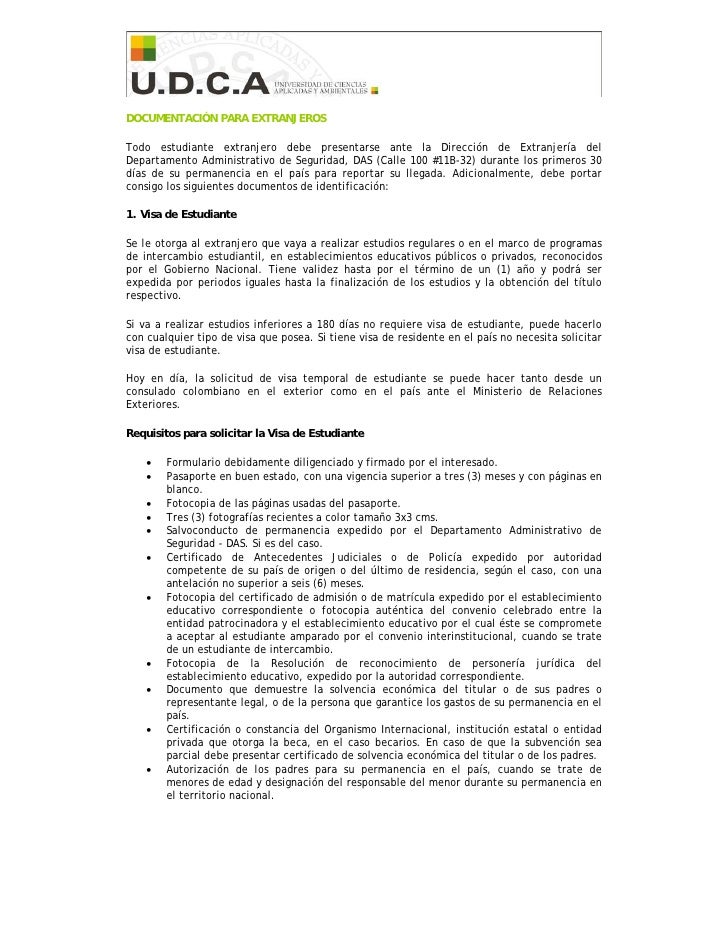 U.D.C.A: Información de Apoyo a Extranjeros U.D.C.A: Información de Apoyo a Extranjeros