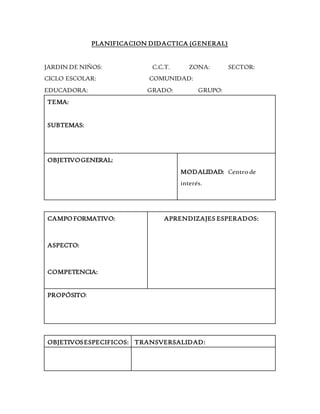 formatos planeacion y diario de trabajo preescolar | DOCX