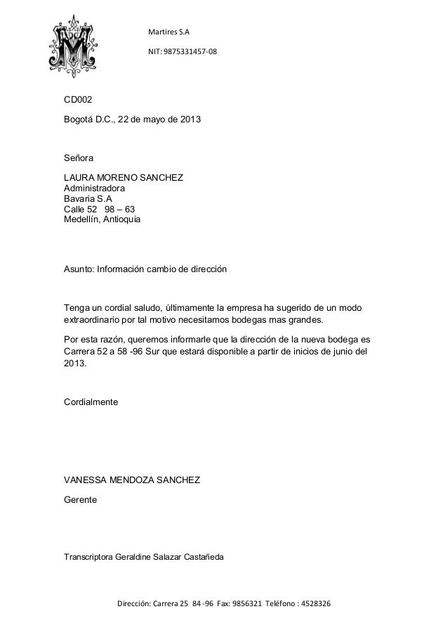 Informacion cambio de direccio circular