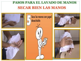 PASOS PARA EL LAVADO DE MANOS SECAR BIEN LAS MANOS 
