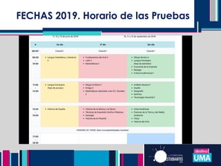 FECHASFECHAS 2019. Horario de las Pruebas
 
