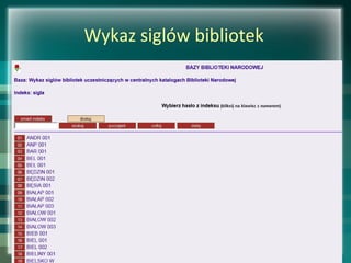 Wykaz siglów bibliotek
 