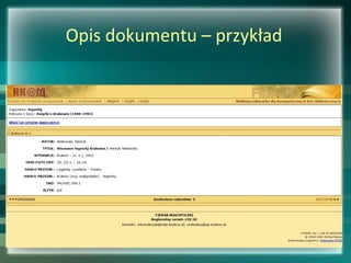 Opis dokumentu – przykład
 