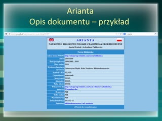 Arianta
Opis dokumentu – przykład
 