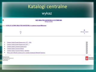 Katalogi centralne
wykaz
 