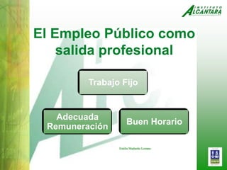 El Empleo Público como salida profesional Trabajo Fijo Adecuada Remuneración Buen Horario Emilia Madueño Lozano. 