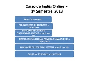 Curso de Inglês Online -
1º Semestre 2013