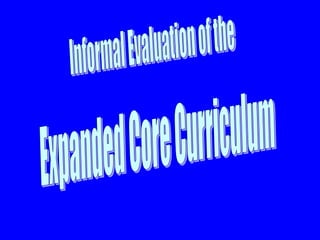 Informal Evaluation of the Expanded Core Curriculum 