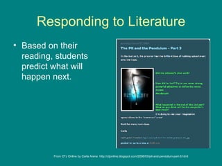 Responding to Literature Based on their reading, students predict what will happen next. From CTJ Online by Carla Arena  http://ctjonline.blogspot.com/2006/03/pit-and-pendulum-part-3.html 