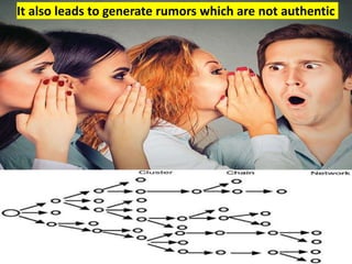 It also leads to generate rumors which are not authentic
 