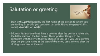 Salutation Options Informal e-mails | PPTX