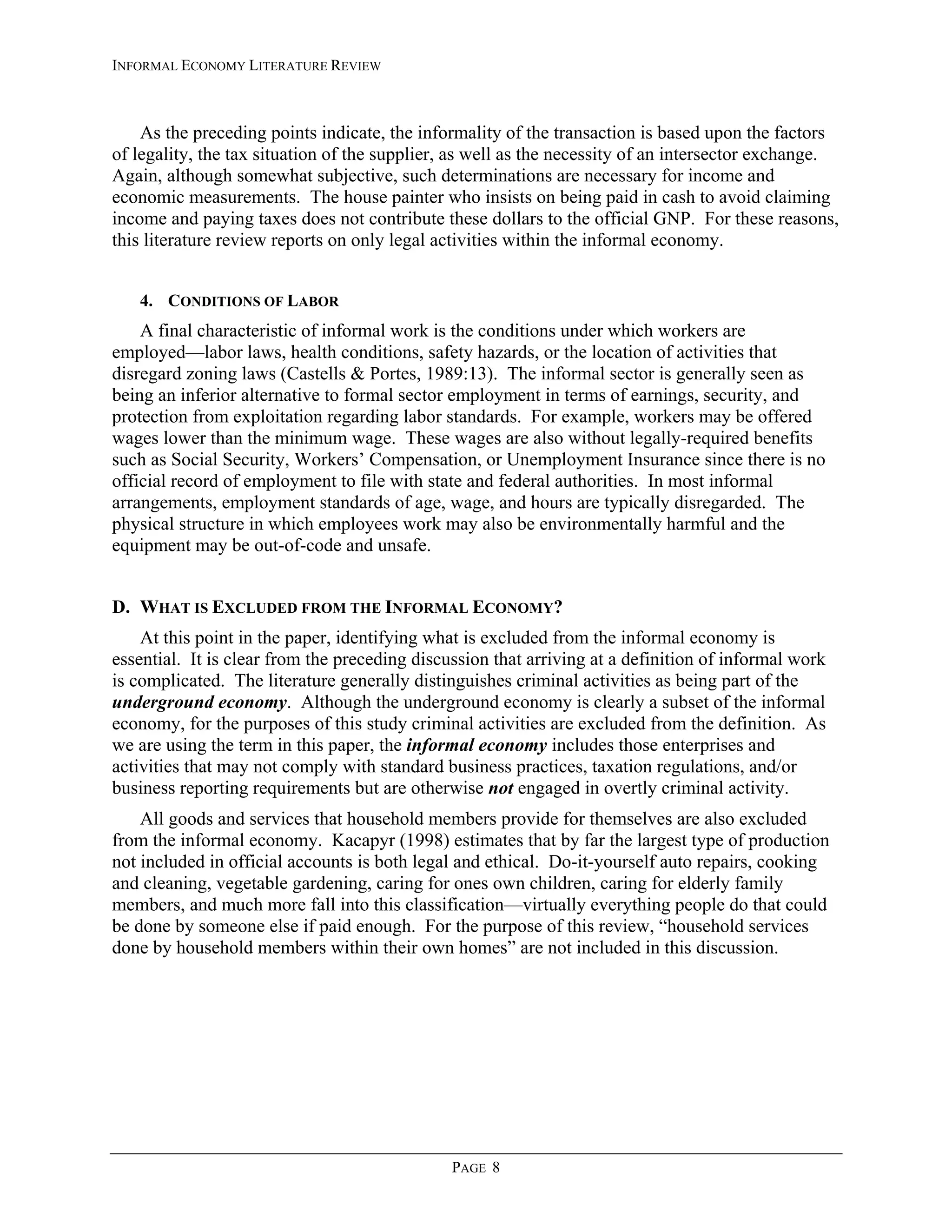 Informal Economy Literature Review | PDF