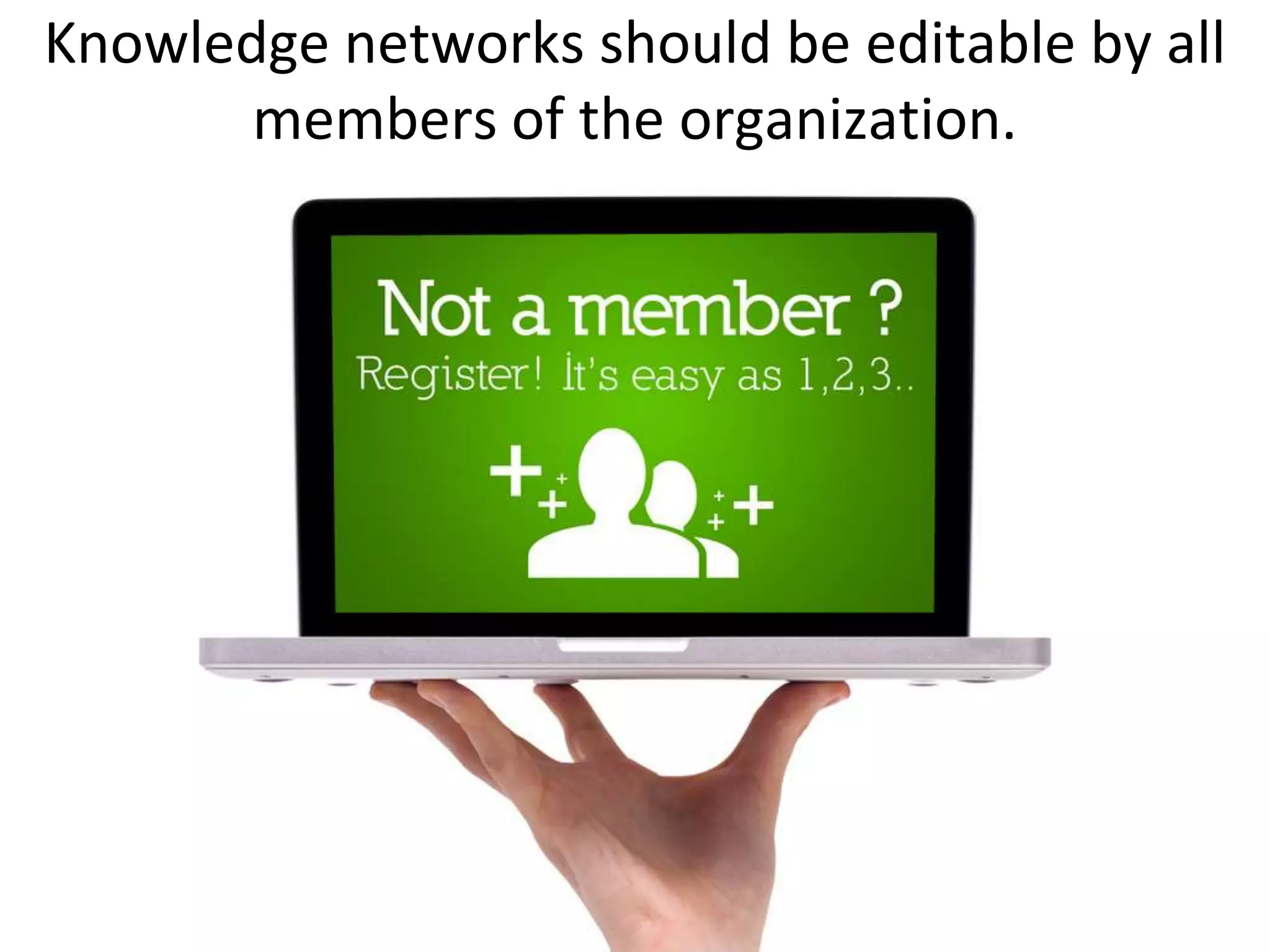 Knowledge networks should be editable by all
       members of the organization.
 