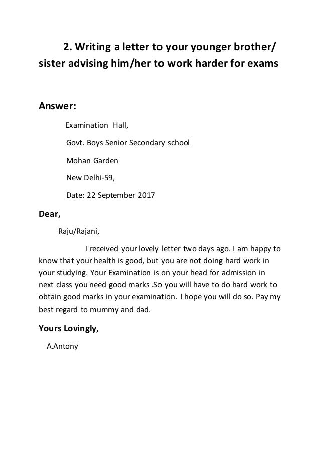 informal letter letter to my younger brother