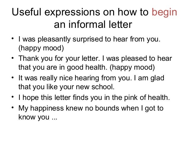 writing skills useful expressions informal letter