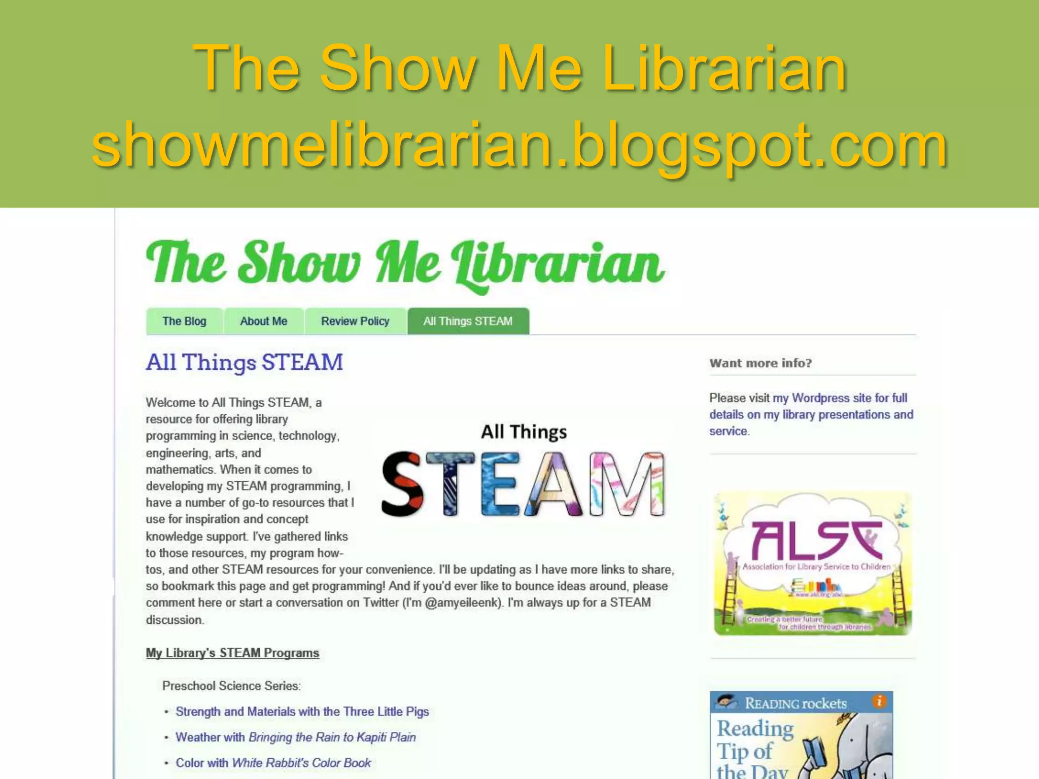 The Show Me Librarian
showmelibrarian.blogspot.com
 