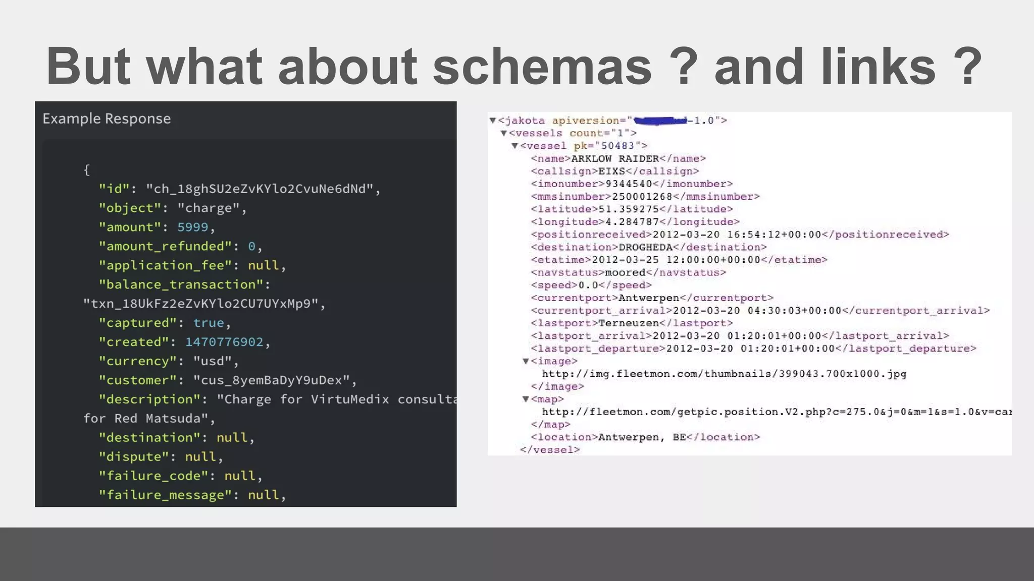 But what about schemas ? and links ?
 