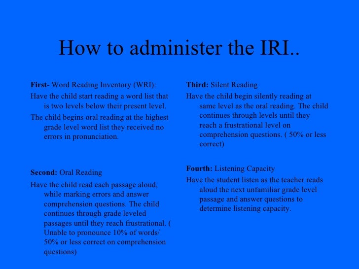 Informal reading inventory