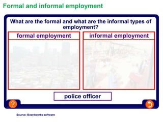 Formal and informal employment

Source: Boardworks software

 