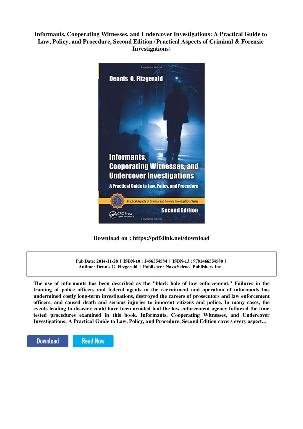 Informants, cooperating witnesses, and undercover investigations a