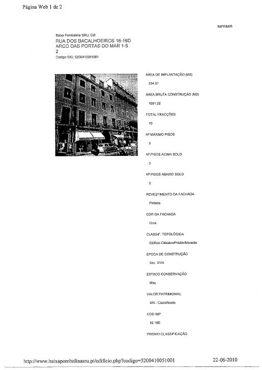 Informação do predio lisboa