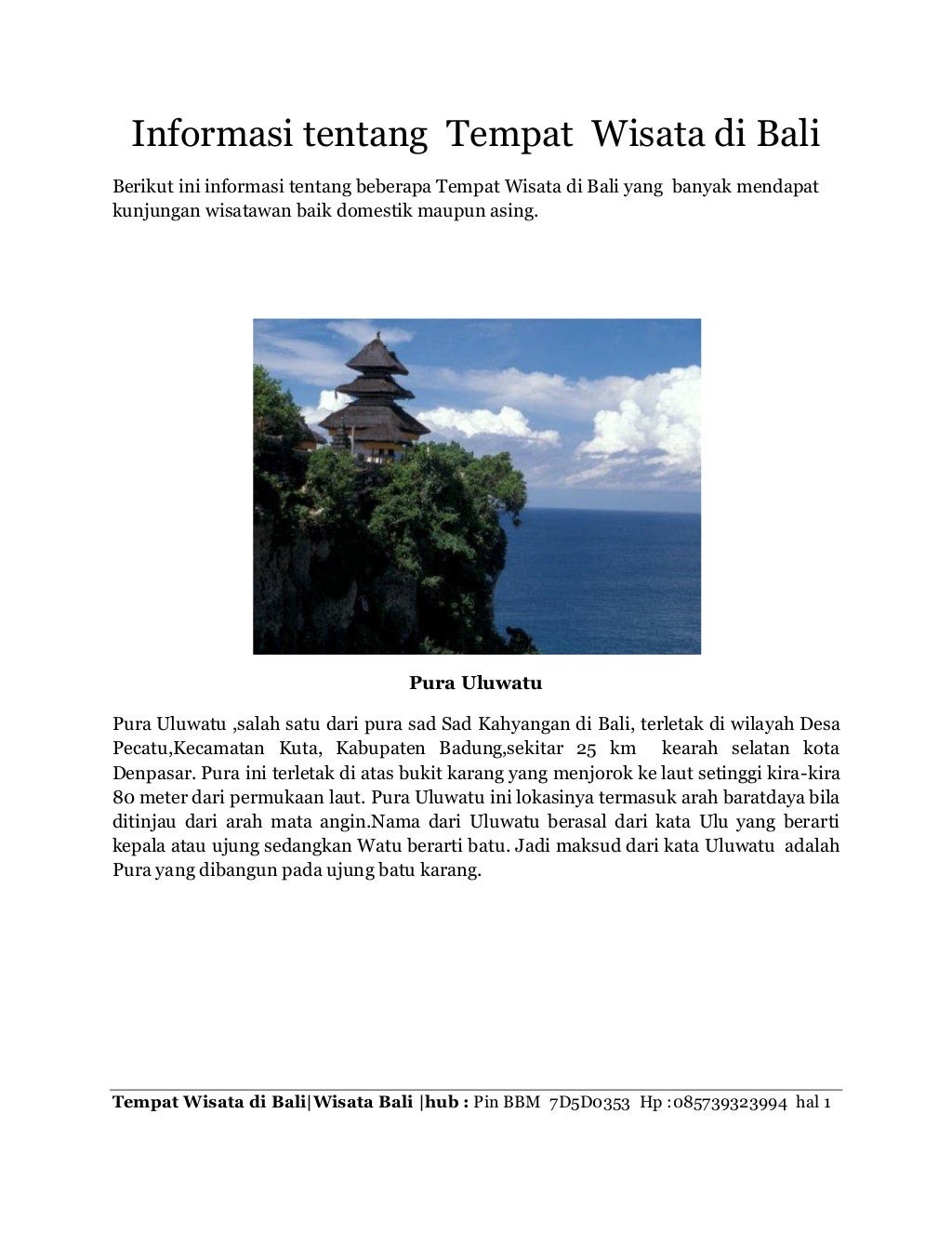 Contoh Artikel Tentang Tempat Wisata Bali - IMAGESEE