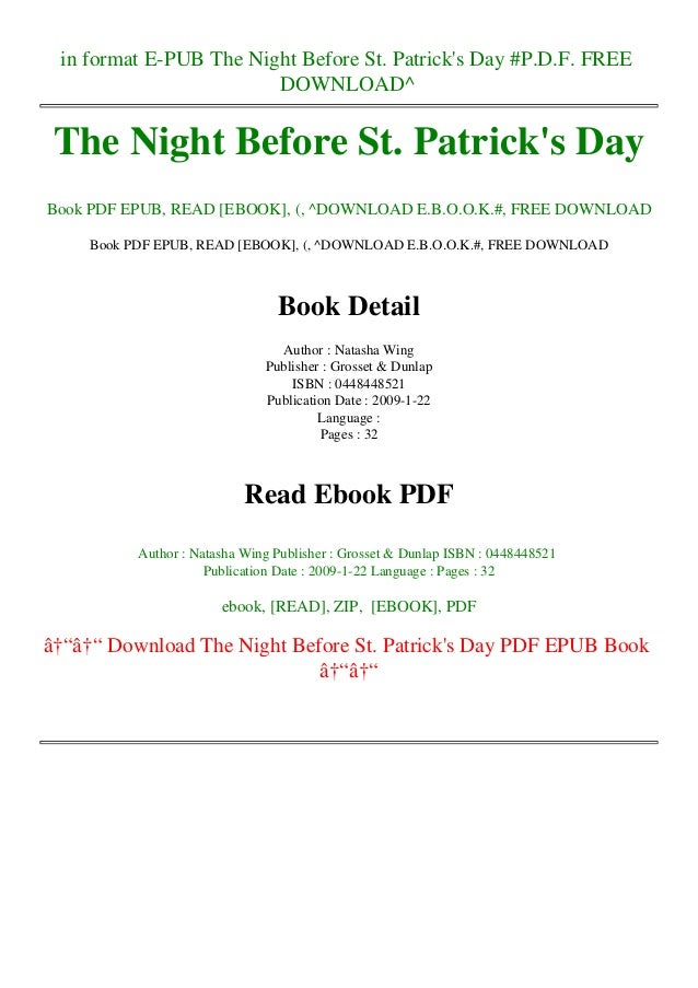 In Format E Pub The Night Before St Patrick S Day P D F Free Downl