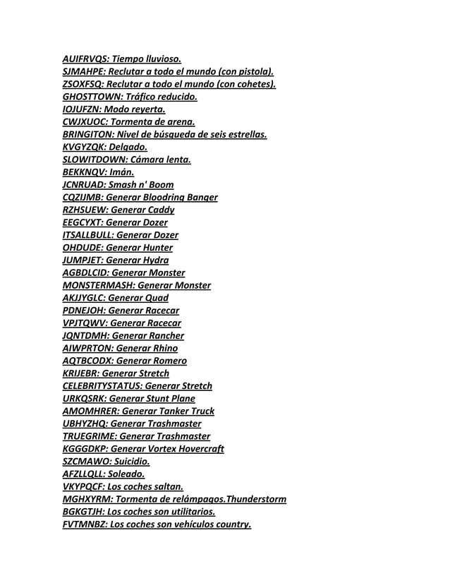 CLAVES DE GTA SAN ANDREAS PDF