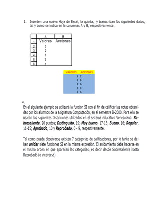 VALORES ACCIONES
3 C
2 B
1 A
3 C
1 A
4.
 