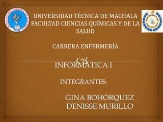 UNIVERSIDAD TÉCNICA DE MACHALA
FACULTAD CIENCIAS QUÍMICAS Y DE LA
SALUD
CARRERA ENFERMERÍA
 