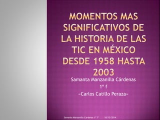 Samanta Manzanilla Cárdenas 
1º f 
«Carlos Catillo Peraza» 
Samanta Manzanilla Cardenas 1º "f" 10/12/2014 
 