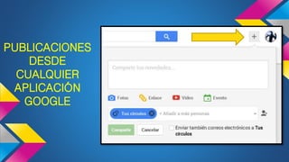 PUBLICACIONES
DESDE
CUALQUIER
APLICACIÓN
GOOGLE
 