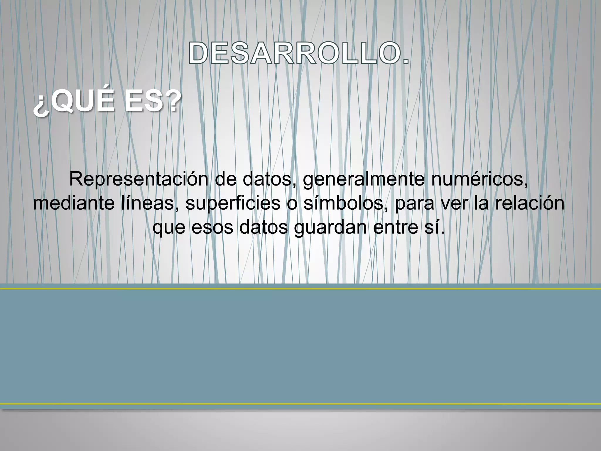 ¿QUÉ ES?
Representación de datos, generalmente numéricos,
mediante líneas, superficies o símbolos, para ver la relación
que esos datos guardan entre sí.
 