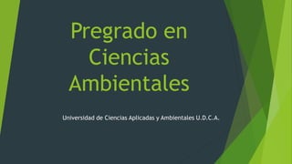 Pregrado en
Ciencias
Ambientales
Universidad de Ciencias Aplicadas y Ambientales U.D.C.A.
 