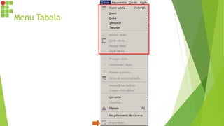 Menu Tabela
 
