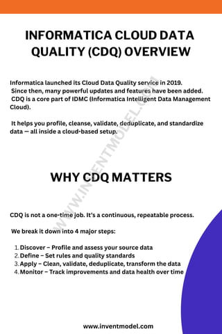 Informatica Cloud Data Quality (CDQ) Training – Projects, Certification ...