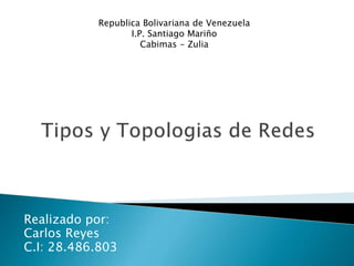 Realizado por:
Carlos Reyes
C.I: 28.486.803
Republica Bolivariana de Venezuela
I.P. Santiago Mariño
Cabimas - Zulia
 